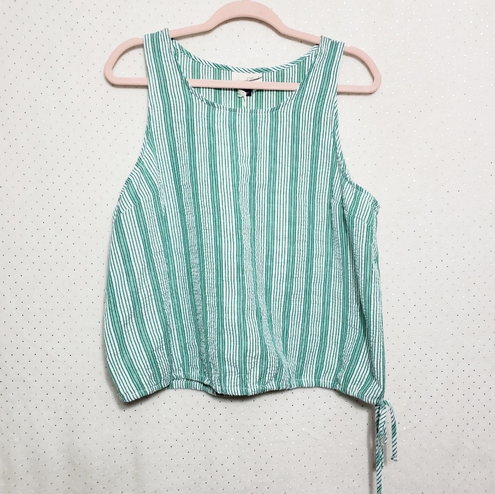 Textured Stripe Drawstring Bottom Tank*NWT*Sz XL*